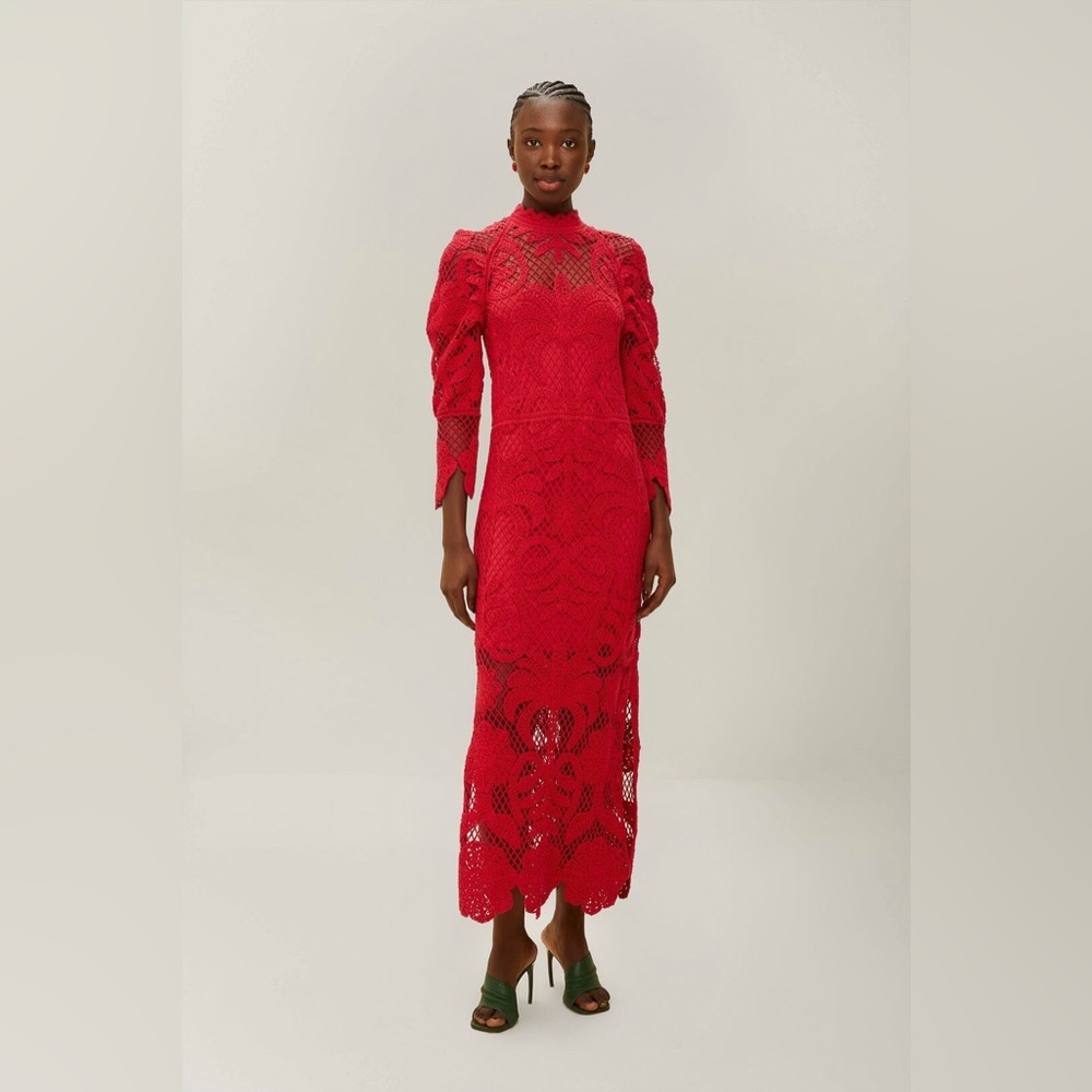 NWT FARM Rio Red Lace Knit Dress Size Large